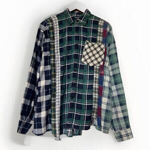 Needles Rebuild Japan 7-Cuts Flannel Men’s S Green/Multi Plaid Vintage Nepenthes